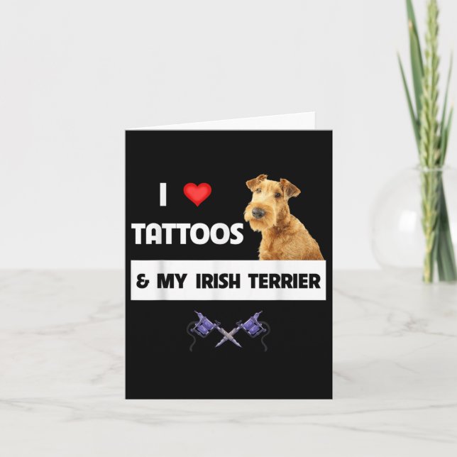 I Kärlek Tattoos och min irländska Terrier Hund Pa Kort (Framsida)