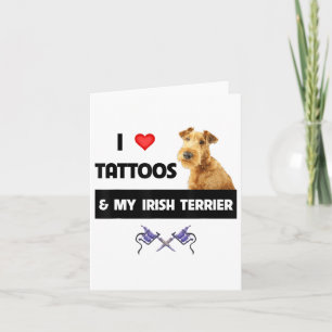 I Kärlek Tattoos och min irländska Terrier Hund Pa Kort