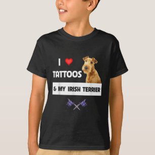 I Kärlek Tattoos och min irländska Terrier Hund Pa T Shirt