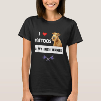 I Kärlek Tattoos och min irländska Terrier Hund Pa T Shirt
