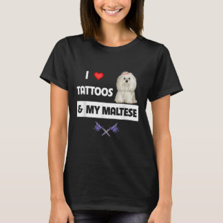 I Kärlek Tattoos och min maltesiska Hund Maltipoo T Shirt