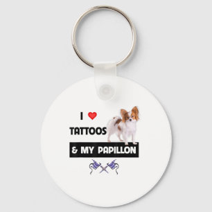 I Kärlek Tattoos och min Papillon Hund Pappa Nyckelring