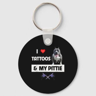 I Kärlek Tattoos och min Pittie Hund Pitbull Mamma Nyckelring