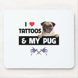 I Kärlek Tattoos och min Pug Hund Pappa-karosseri Musmatta