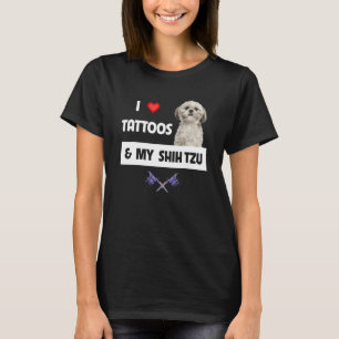 I Kärlek Tattoos och min Shih Tzu Hund Pappa i T Shirt