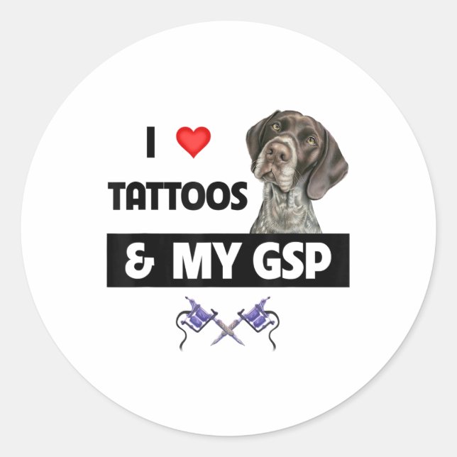 I Kärlek Tattoos och min tyska GPS-korthar Point Runt Klistermärke (Framsida)