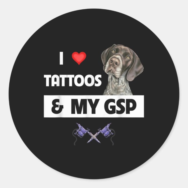 I Kärlek Tattoos och min tyska GPS-korthar Point Runt Klistermärke (Framsida)