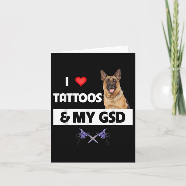 I Kärlek Tattoos och min tyska shepherd-Hund Kort (Framsida)