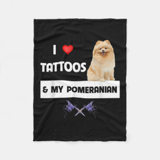 I Kärlek Tattoos och mitt pommern Hund Pappa Fleecefilt