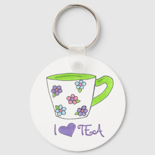 I Kärlek Tea Ceramic Kopp Tekopp Hjärtnyckelring Nyckelring
