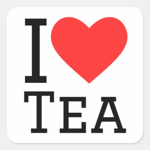 I kärlek tea fyrkantigt klistermärke
