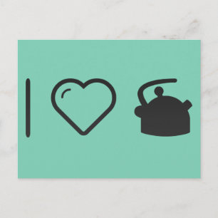 I Kärlek Tea Kettles Vykort