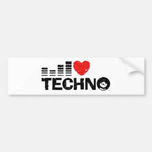 I Kärlek Techno Bildekal
