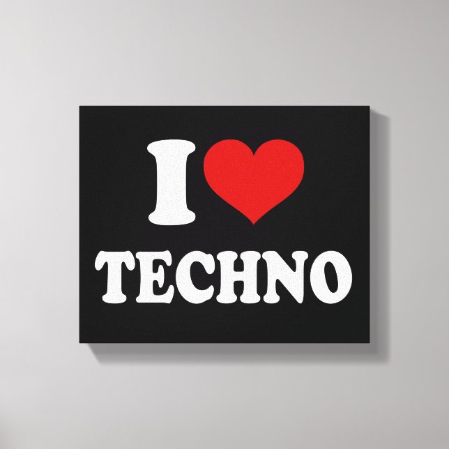 I Kärlek Techno Canvastryck (Framsida)