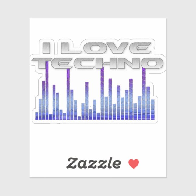 I kärlek Techno Klistermärken (Ark)