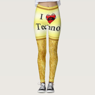 I kärlek techno med ett rolig hjärta leggings