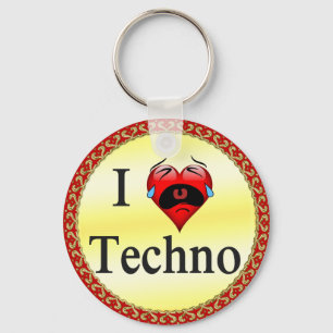 I kärlek techno med ett rolig hjärta nyckelring