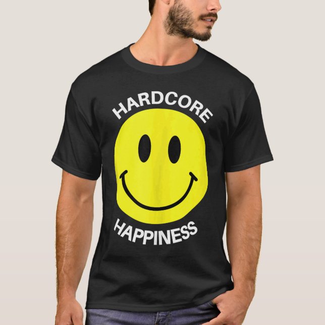I Kärlek Techno Music Acid House Smile Hardcore Ha T Shirt (Framsida)