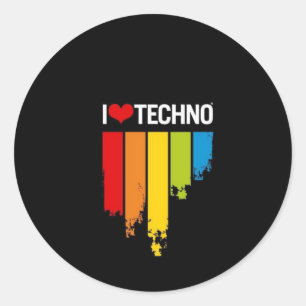 I Kärlek Techno Runt Klistermärke