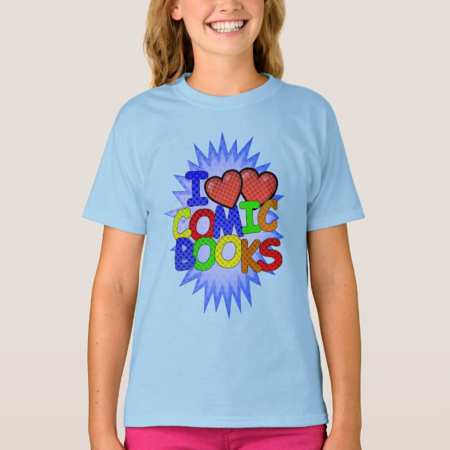 I Kärlek Tecknad Bokar T-Shirt (Framsida)