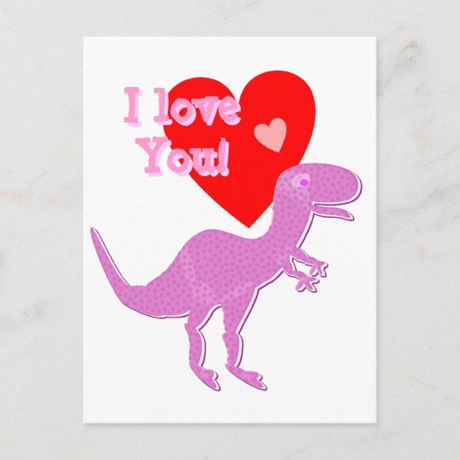 I kärlek Tecknad Dinosaur T-Rex-vykort Vykort (Framsida)