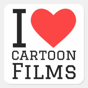 I kärlek tecknad film fyrkantigt klistermärke