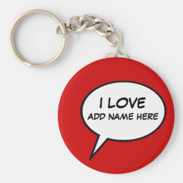 "I kärlek" tecknad tal bubbla Nyckelring