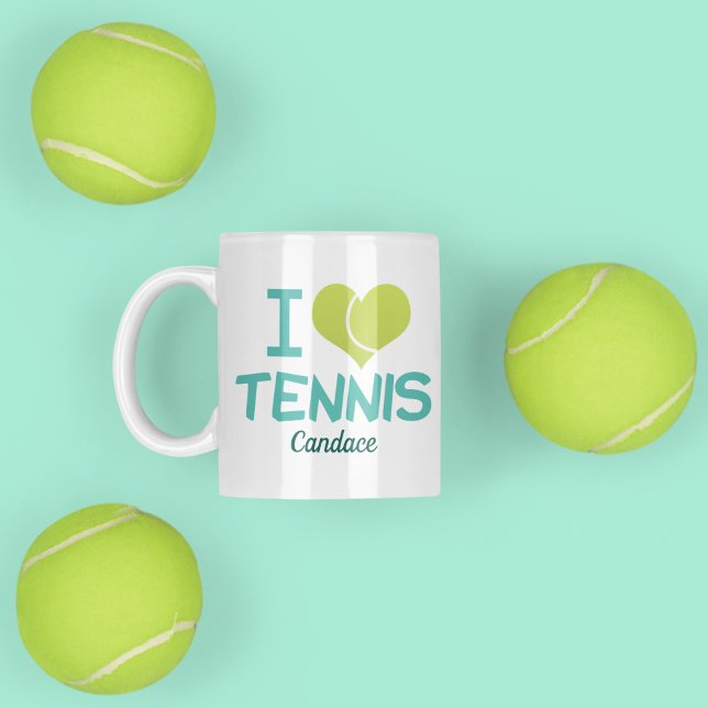 I Kärlek Tennis Cute Anpassningsbar Kaffemugg (Skapare uppladdad)