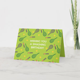🎾 I 💚 kärlek tennis Grattis på födelsedagen Card Kort