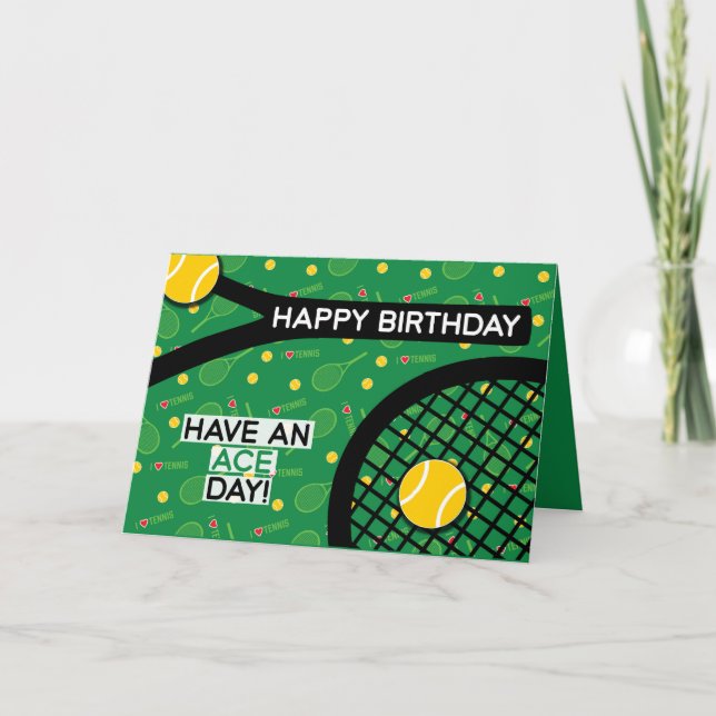 🎾 I kärlek tennis grönt gult Tennis Birthday Card Kort (Framsida)