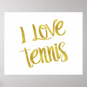 I Kärlek tennis Guld Faux Foil Metallic Quote Poster