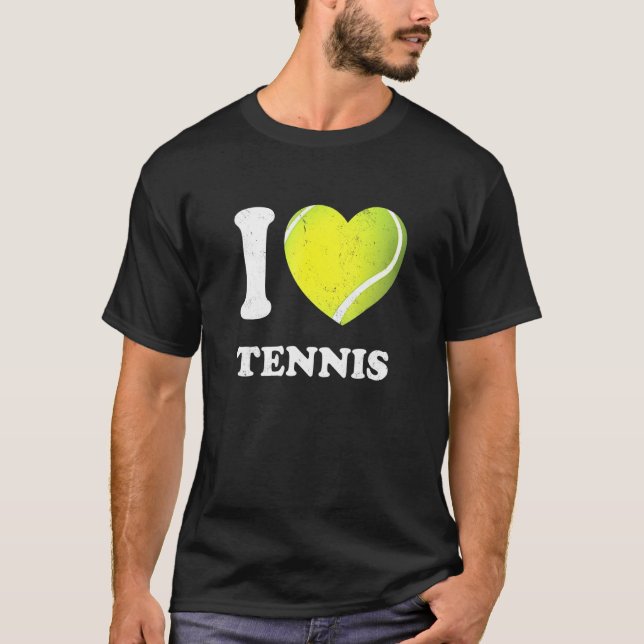 I Kärlek Tennis I Heart T Shirt (Framsida)