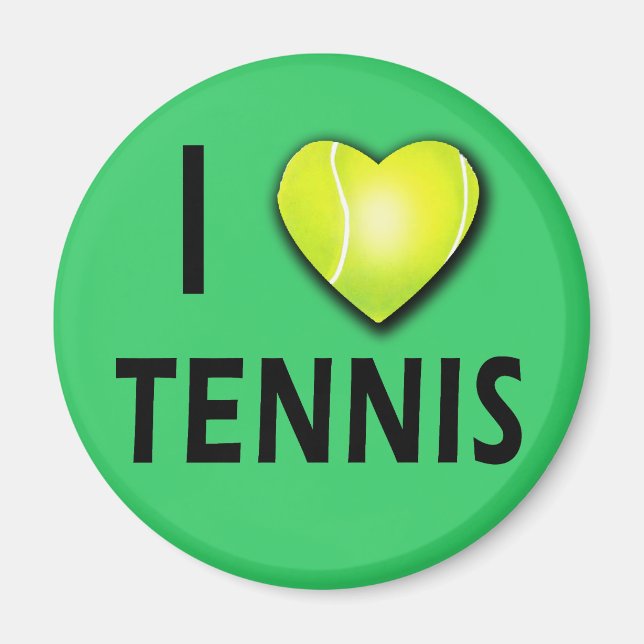 I Kärlek Tennis med Tennis Boll Heart Magnet (Framsidan)