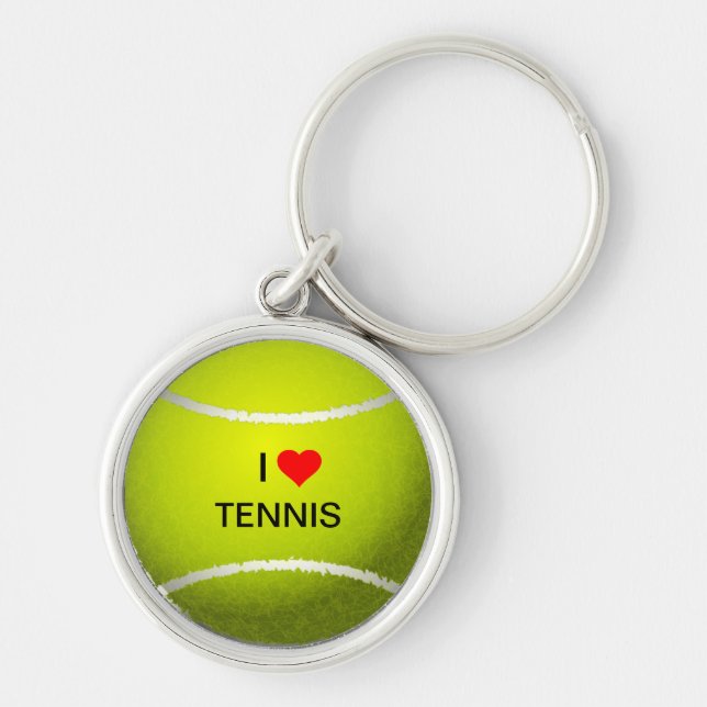 I Kärlek Tennis-nyckelkedjan Rund Silverfärgad Nyckelring (Framsidan)