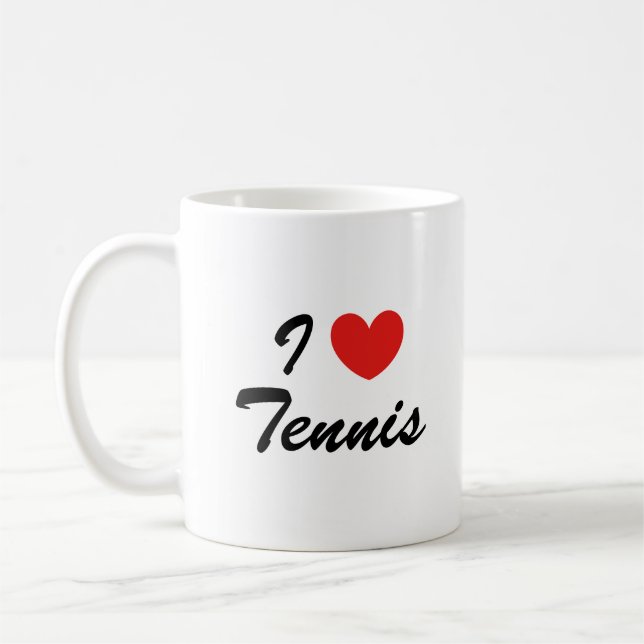 I Kärlek Tennis Sports Typography Coffee Mugg (Vänster)