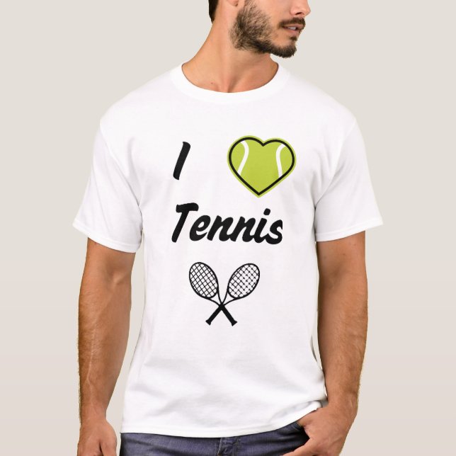 I Kärlek tennis-textdesign T Shirt (Framsida)