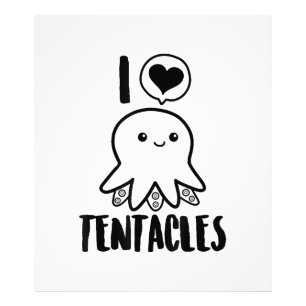 I Kärlek Tentacles T-shirt Cute Octopus Tee Fototryck