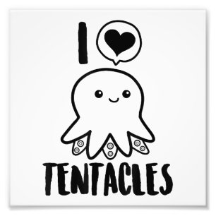 I Kärlek Tentacles T-shirt Cute Octopus Tee Fototryck