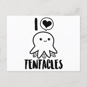 I Kärlek Tentacles T-shirt Cute Octopus Tee Helg Vykort