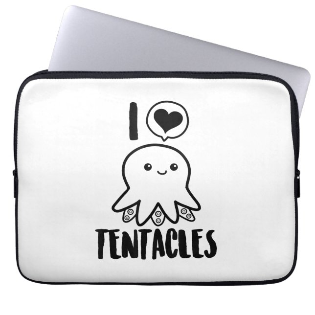I Kärlek Tentacles T-shirt Cute Octopus Tee Laptop Fodral (Framsidan)