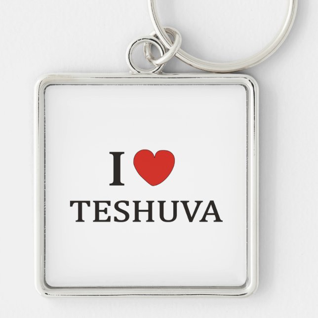 I KÄRLEK TESHUVA NY FYRKANTIG SILVERFÄRGAD NYCKELRING (Framsidan)