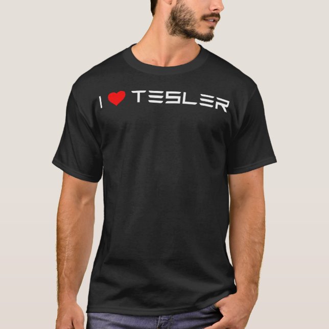 I Kärlek TESLER Funny Trump Elon Heart Memme T Shirt (Framsida)