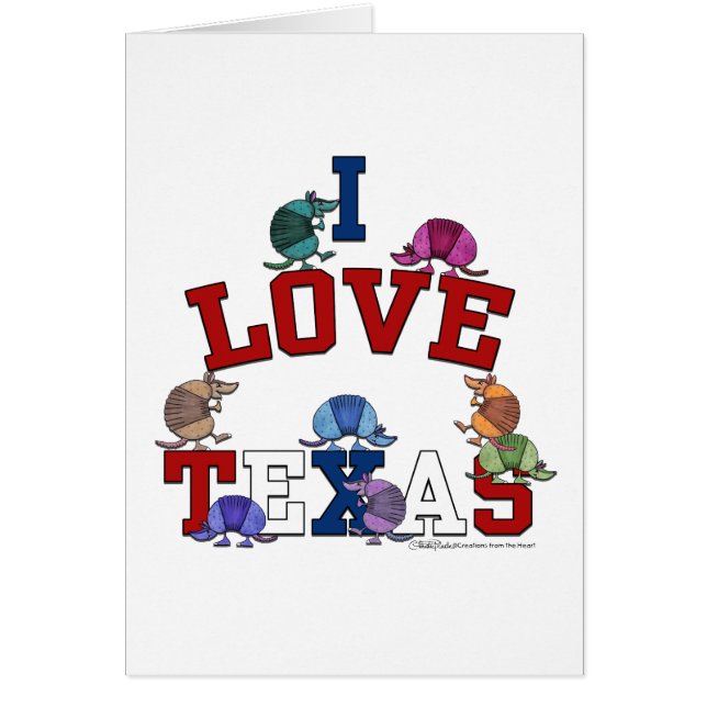 I Kärlek Texas-Colorful Armadillos Hälsningskort (Framsidan)
