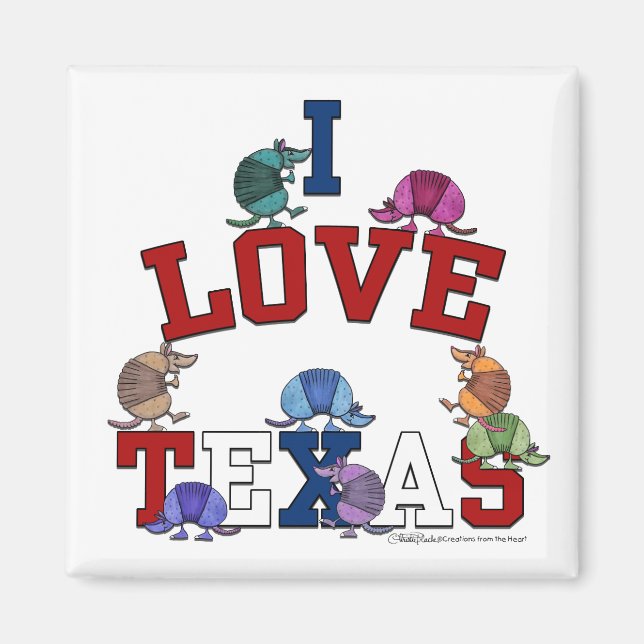 I Kärlek Texas-Colorful Armadillos Magnet (Framsidan)