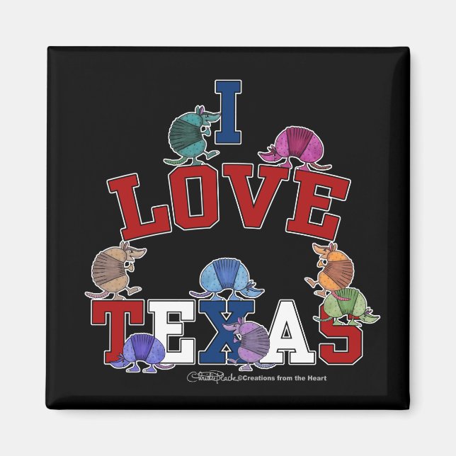 I Kärlek Texas-Colorful Armadillos Magnet (Framsidan)