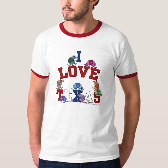 I Kärlek Texas-Colorful Armadillos T Shirt (Framsida)