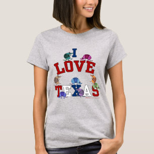 I Kärlek Texas-Colorful Armadillos Tee Shirt