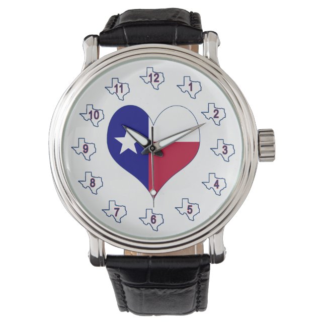 I Kärlek Texas Flagga Heart Armbandsur (Framsida)