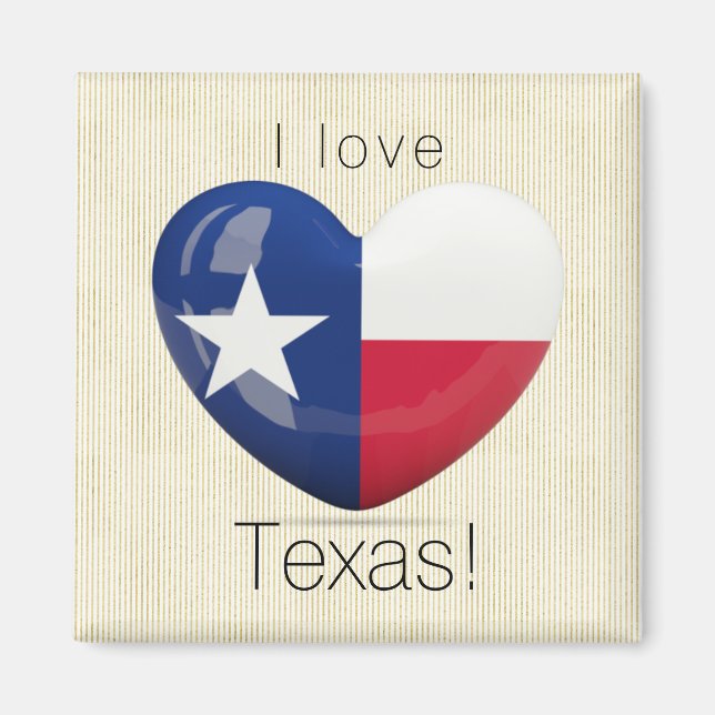 I Kärlek Texas Flagga Heart Cutout Magnet (Framsidan)