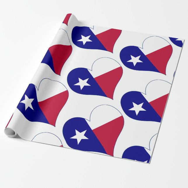 I Kärlek Texas Flagga Heart Presentpapper (Utrullad)